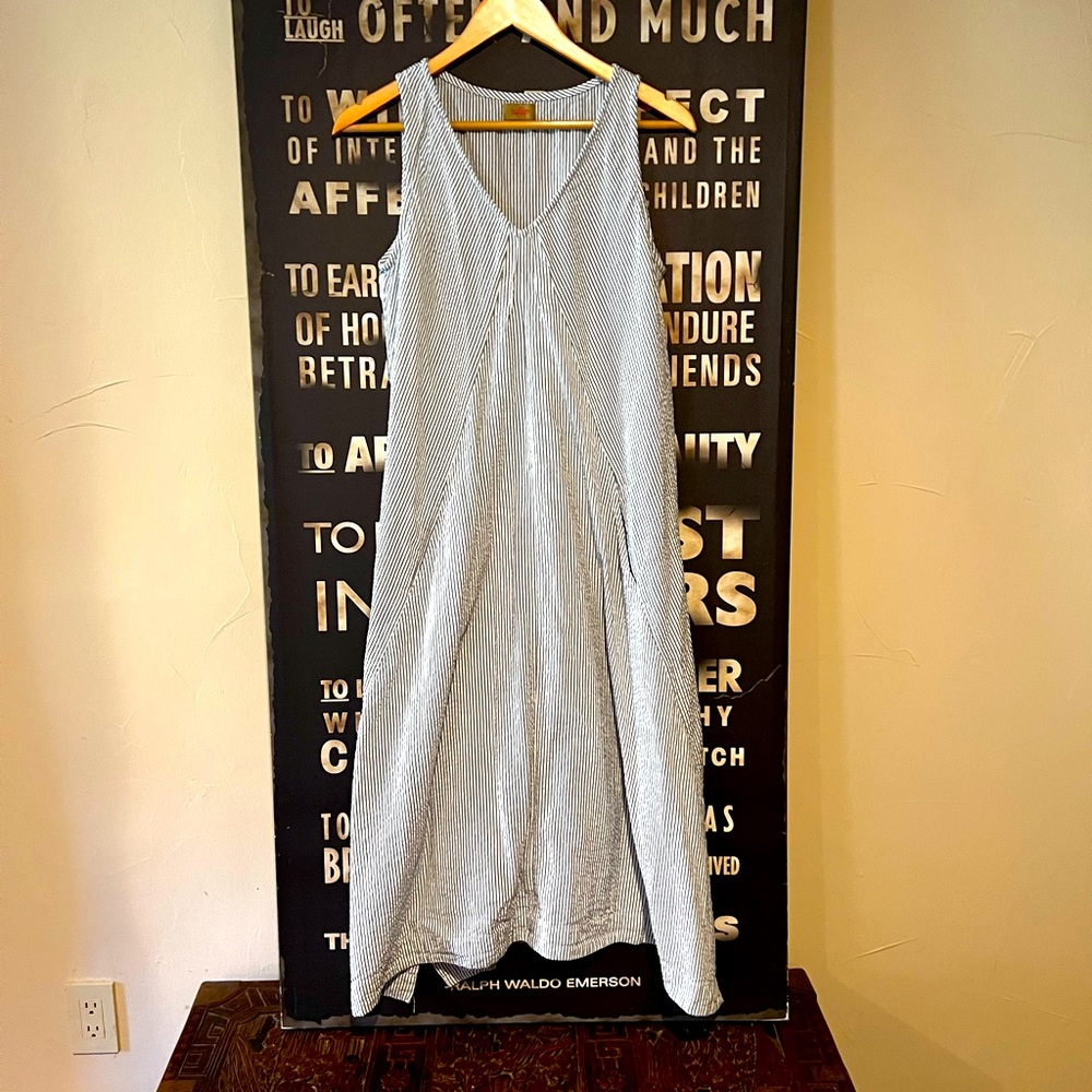 Tulip blue and white striped sleeveless midi boho dress size extra small